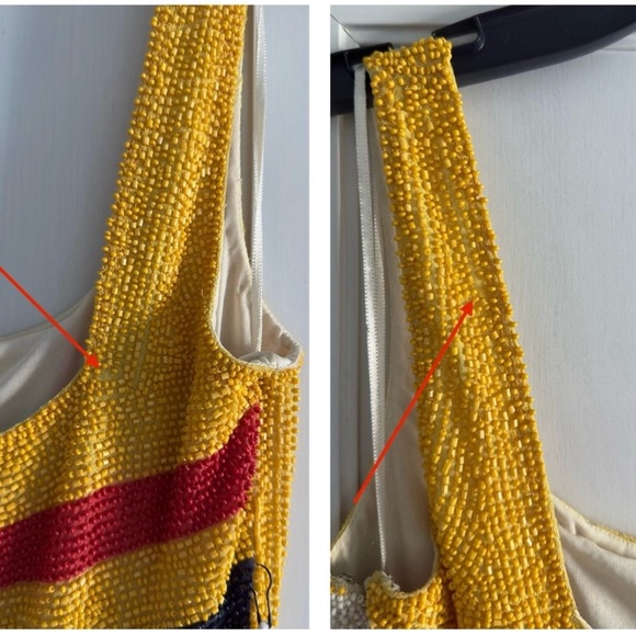 Staud Le Sable Square-Neck Beaded Mini Dress in Daffodil Dream Size XS - Picture 12 of 12